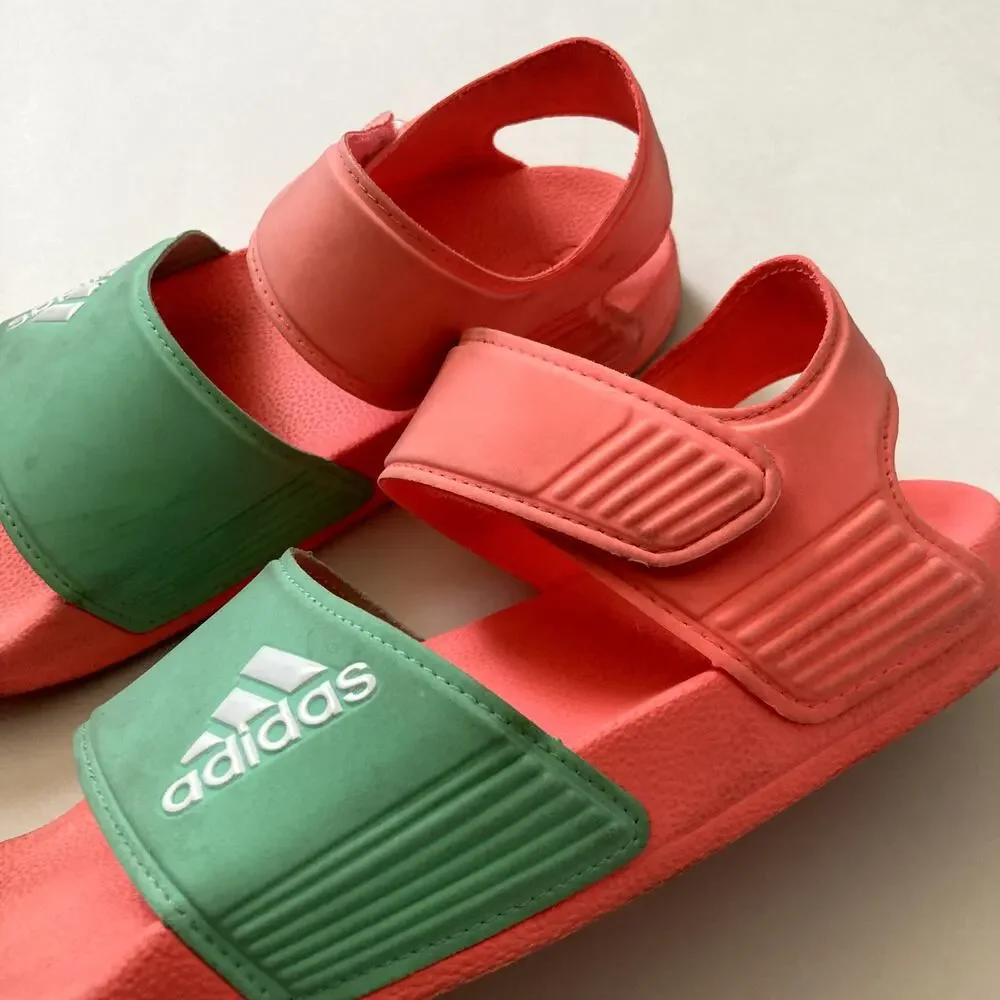 Adidas Adilette Sandals - Coral Pink Aqua Teal - 1